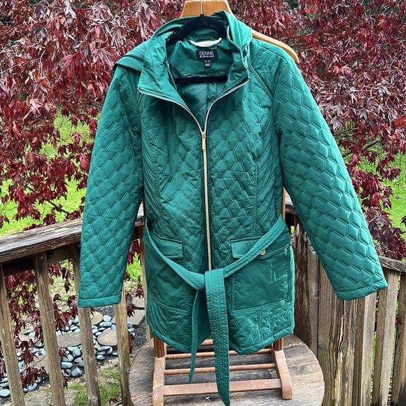 🆕Dennis by Dennis Basso quilted raincoat detach hood Emerald City XL NWOT - Picture 4 of 9